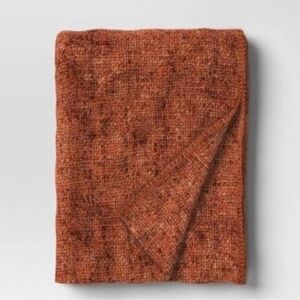 Threshold 60x50"Marled Boucle Textured Wool Cozy Throw Blanket,Orange